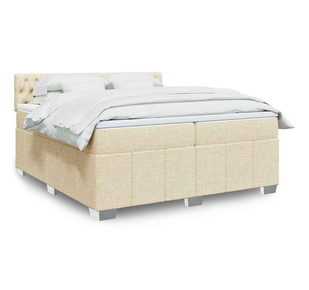 vidaXL Boxspringbett, Boxspringbett mit Matratze Creme 200x200 cm Stoff von vidaXL