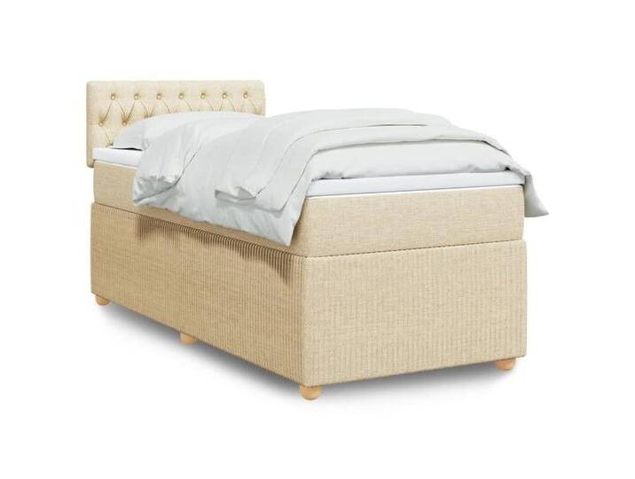 vidaXL Boxspringbett, Boxspringbett mit Matratze Creme 90x200 cm Stoff vidaXL Boxspringbett, Boxspringbett mit Matratze Creme 90x200 cm Stoff von vidaXL