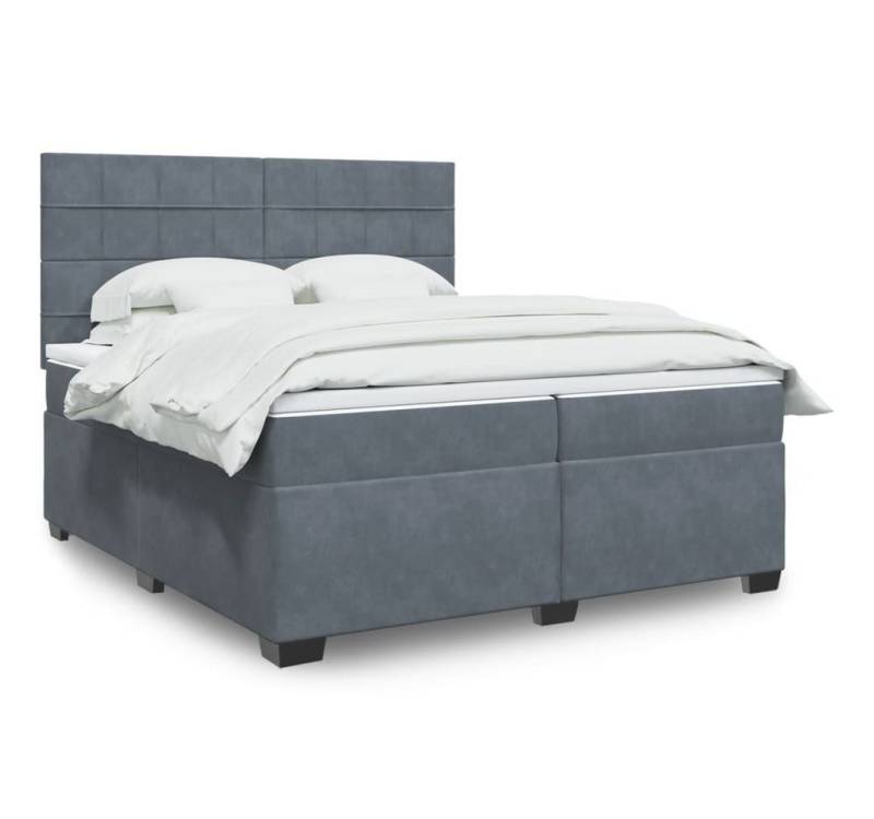 vidaXL Boxspringbett, Boxspringbett mit Matratze Dunkelgrau 200x200 cm Samt von vidaXL