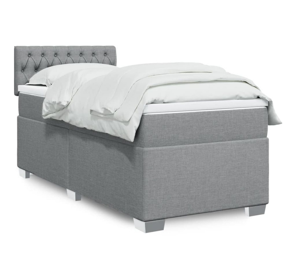 vidaXL Boxspringbett, Boxspringbett mit Matratze Hellgrau 90x190 cm Stoff von vidaXL