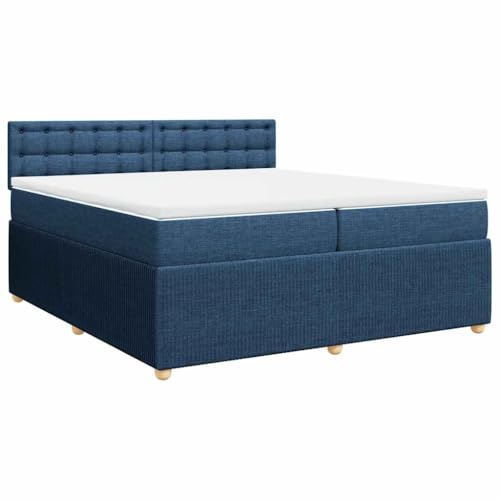 vidaXL Boxspringbett, Doppelbett mit Matratze Matratzenauflage, Bettgestell mit Kopfteil, Polsterbett Bett für Schlafzimmer, Blau 200x200cm Stoff von vidaXL