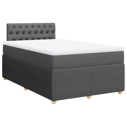 vidaXL Boxspringbett, Doppelbett mit Matratze Matratzenauflage, Bettgestell mit Kopfteil, Polsterbett Bett für Schlafzimmer, Dunkelgrau 120x200cm Stoff vidaXL Boxspringbett, Doppelbett mit Matratze Matratzenauflage, Bettgestell mit Kopfteil, Polsterbett Bett für Schlafzimmer, Dunkelgrau 120x200cm Stoff von vidaXL