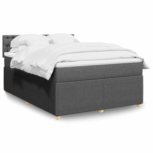 vidaXL Boxspringbett, Doppelbett mit Matratze Matratzenauflage, Bettgestell mit Kopfteil, Polsterbett Bett für Schlafzimmer, Dunkelgrau 140x190cm Stoff vidaXL Boxspringbett, Doppelbett mit Matratze Matratzenauflage, Bettgestell mit Kopfteil, Polsterbett Bett für Schlafzimmer, Dunkelgrau 140x190cm Stoff von vidaXL