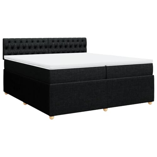 vidaXL Boxspringbett, Doppelbett mit Matratze Matratzenauflage, Bettgestell mit Kopfteil, Polsterbett Bett für Schlafzimmer, Schwarz 200x200cm Stoff vidaXL Boxspringbett, Doppelbett mit Matratze Matratzenauflage, Bettgestell mit Kopfteil, Polsterbett Bett für Schlafzimmer, Schwarz 200x200cm Stoff von vidaXL