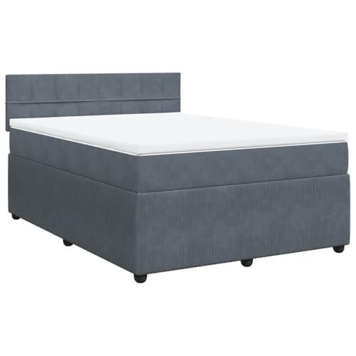 vidaXL Boxspringbett, Doppelbett mit Matratze Matratzenauflage, Bettgestell mit Lattenrost Kopfteil, Polsterbett Bett für Schlafzimmer, Dunkelgrau 140x190cm Samt vidaXL Boxspringbett, Doppelbett mit Matratze Matratzenauflage, Bettgestell mit Lattenrost Kopfteil, Polsterbett Bett für Schlafzimmer, Dunkelgrau 140x190cm Samt von vidaXL