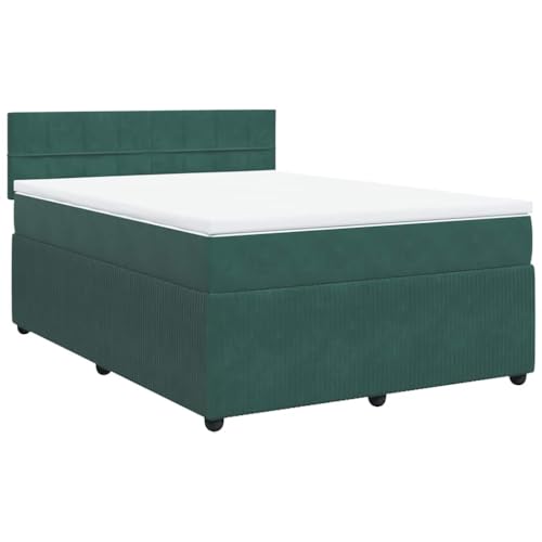 vidaXL Boxspringbett, Doppelbett mit Matratze Matratzenauflage, Bettgestell mit Lattenrost Kopfteil, Polsterbett Bett für Schlafzimmer, Dunkelgrün 140x190cm Samt vidaXL Boxspringbett, Doppelbett mit Matratze Matratzenauflage, Bettgestell mit Lattenrost Kopfteil, Polsterbett Bett für Schlafzimmer, Dunkelgrün 140x190cm Samt von vidaXL