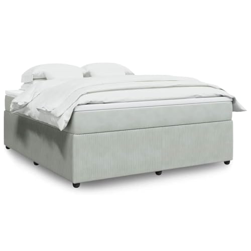 vidaXL Boxspringbett, Polsterbett Bett mit Matratze Matratzenauflage, Bettgestell mit Lattenrost, Doppelbett für Schlafzimmer, Hellgrau 180x200cm Samt vidaXL Boxspringbett, Polsterbett Bett mit Matratze Matratzenauflage, Bettgestell mit Lattenrost, Doppelbett für Schlafzimmer, Hellgrau 180x200cm Samt von vidaXL