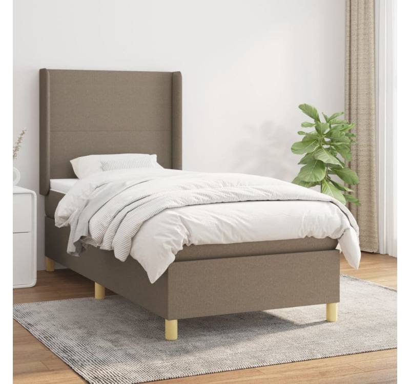 vidaXL Boxspringbett Bett Boxspringbett mit Matratze & Topper Stoff verschiedene Farben (100 x 200 cm, Taupe), Schlichtes Design von vidaXL