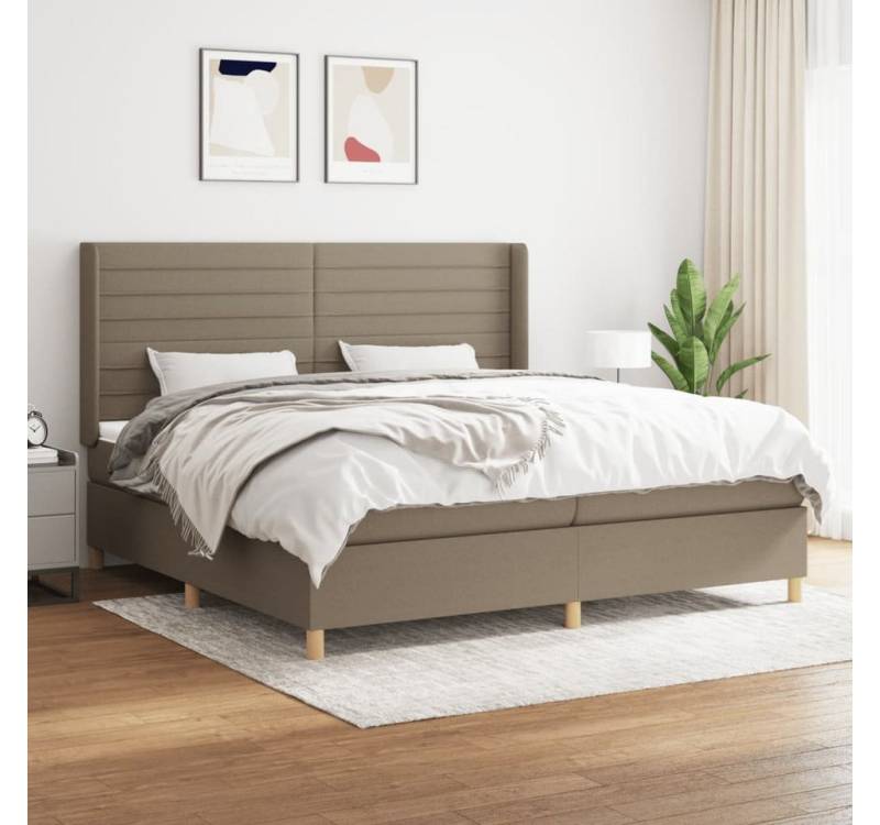 vidaXL Boxspringbett Bett Boxspringbett mit Matratze & Topper Stoff verschiedene Farben (200 x 200 cm, Taupe), Horizontale Streifen von vidaXL
