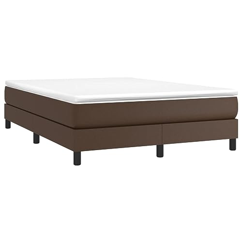 vidaXL Boxspringbett Bettgestell Doppelbett Polsterbett Bett Hotelbett Bettrahmen Lattenrost Designerbett Schlafzimmerbett Braun 140x200cm Kunstleder von vidaXL