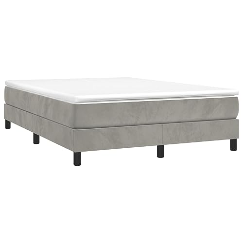 vidaXL Boxspringbett, Bettgestell mit Lattenrost, Bett Polsterbett mit Stützbeinen, Doppelbett Schlafzimmerbett, Hellgrau 140x200cm Samt von vidaXL