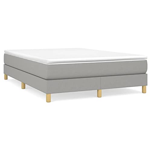 vidaXL Boxspringbett Bettgestell Doppelbett Polsterbett Bett Hotelbett Bettrahmen Lattenrost Designerbett Schlafzimmerbett Hellgrau 140x200cm Stoff von vidaXL