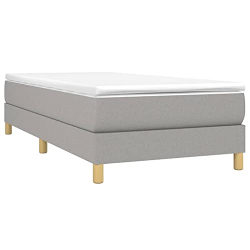 vidaXL Boxspringbett Bettgestell Einzelbett Polsterbett Bett Hotelbett Bettrahmen Lattenrost Designerbett Schlafzimmerbett Hellgrau 80x200cm Stoff von vidaXL