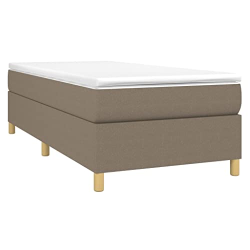 vidaXL Boxspringbett Bettgestell Einzelbett Polsterbett Bett Hotelbett Lattenrost Bettrahmen Designerbett Schlafzimmerbett Taupe 80x200cm Stoff von vidaXL