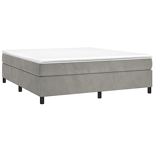 vidaXL Boxspringbett Doppelbett Bettgestell Polsterbett Bett Hotelbett Bettrahmen Lattenrost Schlafzimmerbett Designerbett Hellgrau 180x200cm Samt von vidaXL