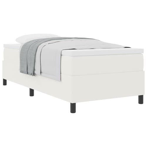 vidaXL Boxspringbett Mit Matratze Creme 90X200 cm Memory Foam Modern Indoor Möbel Für Schlafzimmer Einfache Montage Stylisches Design Auflage Topper Baumwolle Rahmen Aufbewahrung Erwachsene von vidaXL