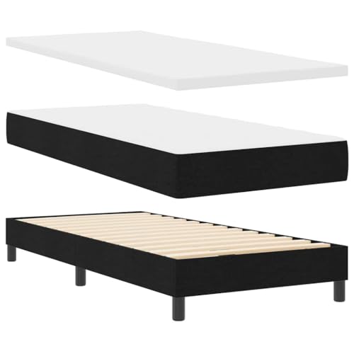 vidaXL Boxspringbett mit Matratze 100X200 cm Stoff Leicht Gewicht Einfache Montage Weicher Schaum und Taschenfedern für Maximale Bequemlichkeit Schlafzimmermöbel Schoner Reißverschluss Bezug Topper von vidaXL