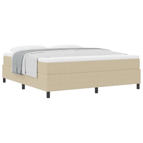 vidaXL Boxspringbett mit Matratze Beige 180x200 cm Cordstoff Verstellbares Kopfteil Langlebiges Design Bequeme Schlaflösung Für Schlafzimmer Gästezimmer Innengebrauch Rahmen Memory Foam Topper von vidaXL