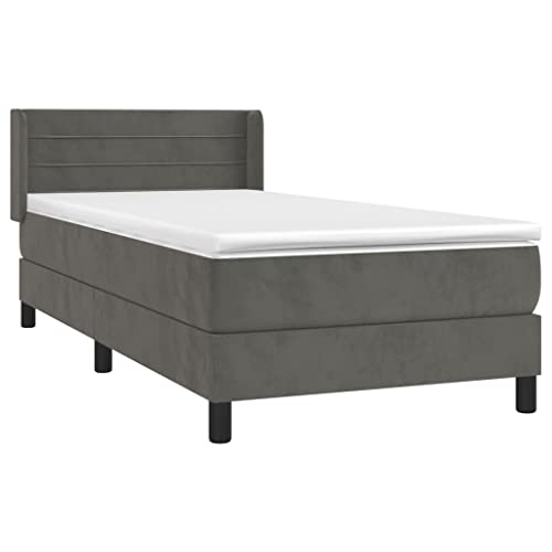 vidaXL Boxspringbett mit Matratze Bett Bettgestell Einzelbett Lattenrost Polsterbett Hotelbett Bettrahmen Schlafzimmerbett Dunkelgrau 100x200cm Samt vidaXL Boxspringbett mit Matratze Bett Bettgestell Einzelbett Lattenrost Polsterbett Hotelbett Bettrahmen Schlafzimmerbett Dunkelgrau 100x200cm Samt von vidaXL