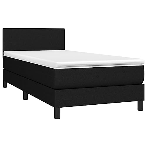 vidaXL Boxspringbett mit Matratze Bett Einzelbett Polsterbett Bettgestell Lattenrost Bettrahmen Schlafzimmerbett Hotelbett Schwarz 100x200cm Stoff von vidaXL