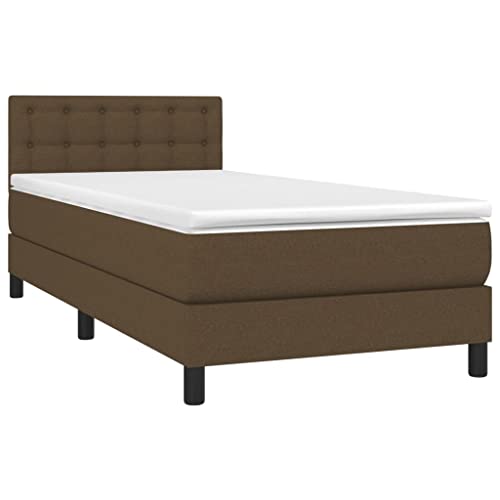 vidaXL Boxspringbett mit Matratze Bett Einzelbett Polsterbett Bettrahmen Lattenrost Bettgestell Hotelbett Schlafzimmerbett Dunkelbraun 90x200cm Stoff von vidaXL