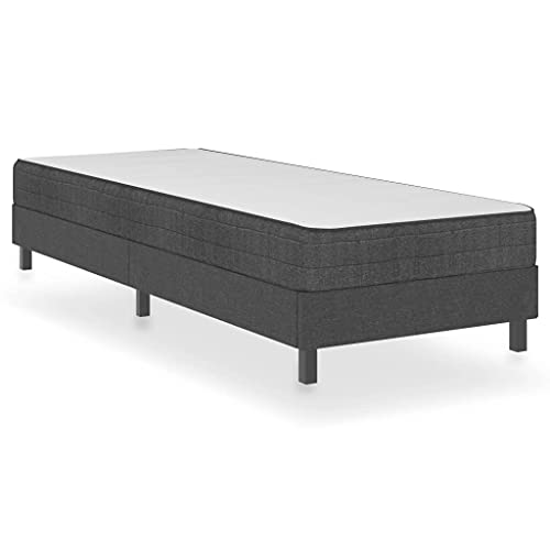 vidaXL Boxspringbett mit Matratze Bettgestell Bett Polsterbett Hotelbett Einzelbett Designerbett Schlafzimmerbett Dunkelgrau Stoff 80x200cm von vidaXL