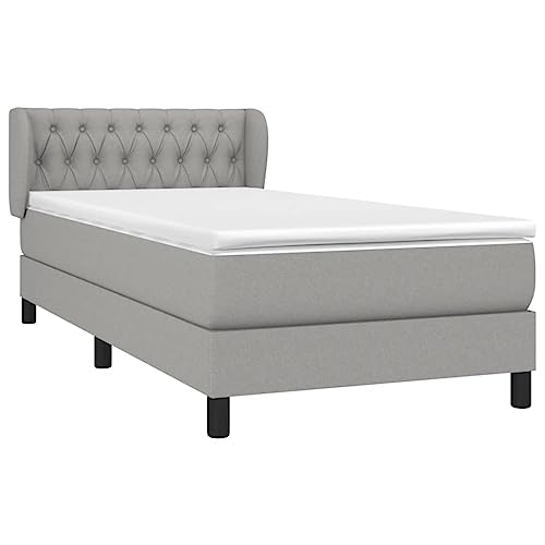 vidaXL Boxspringbett mit Matratze Bettgestell Einzelbett Polsterbett Bett Bettrahmen Lattenrost Hotelbett Schlafzimmerbett Hellgrau 100x200cm Stoff vidaXL Boxspringbett mit Matratze Bettgestell Einzelbett Polsterbett Bett Bettrahmen Lattenrost Hotelbett Schlafzimmerbett Hellgrau 100x200cm Stoff von vidaXL