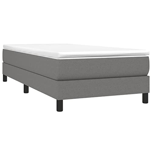 vidaXL Boxspringbett mit Matratze Bettgestell Einzelbett Polsterbett Bett Hotelbett Bettrahmen Lattenrost Schlafzimmerbett Dunkelgrau 90x200cm Stoff von vidaXL