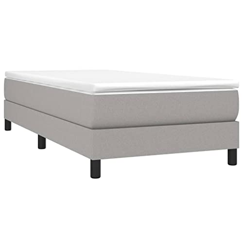 vidaXL Boxspringbett mit Matratze Bettgestell Einzelbett Polsterbett Bett Hotelbett Bettrahmen Lattenrost Schlafzimmerbett Hellgrau 100x200cm Stoff von vidaXL