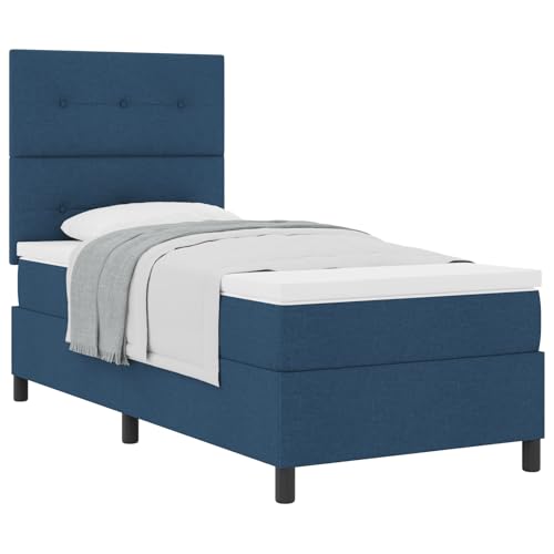 vidaXL Boxspringbett mit Matratze Blau 100x200 cm Stoff vidaXL Boxspringbett mit Matratze Blau 100x200 cm Stoff von vidaXL