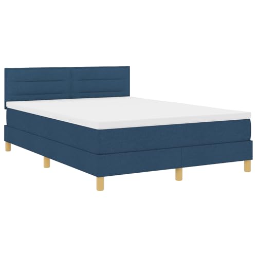 vidaXL Boxspringbett mit Matratze Blau 140x200 cm Modernes Design Stoff für Erwachsene Massivholzbeine Einfache Montage und Komfort Schlafzimmermöbel Reißverschlussbezug Topper Memory-Schaumkissen vidaXL Boxspringbett mit Matratze Blau 140x200 cm Modernes Design Stoff für Erwachsene Massivholzbeine Einfache Montage und Komfort Schlafzimmermöbel Reißverschlussbezug Topper Memory-Schaumkissen von vidaXL