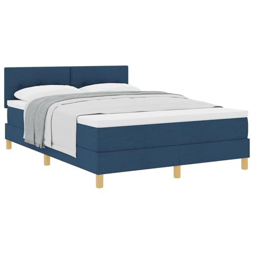 vidaXL Boxspringbett mit Matratze Blau Gepolstert 140x200 cm Modernes Design Stoff für Erwachsene Naturholzfüße Einfache Montage und Komfort Schlafzimmermöbel Gestell Topper Erwachsene vidaXL Boxspringbett mit Matratze Blau Gepolstert 140x200 cm Modernes Design Stoff für Erwachsene Naturholzfüße Einfache Montage und Komfort Schlafzimmermöbel Gestell Topper Erwachsene von vidaXL