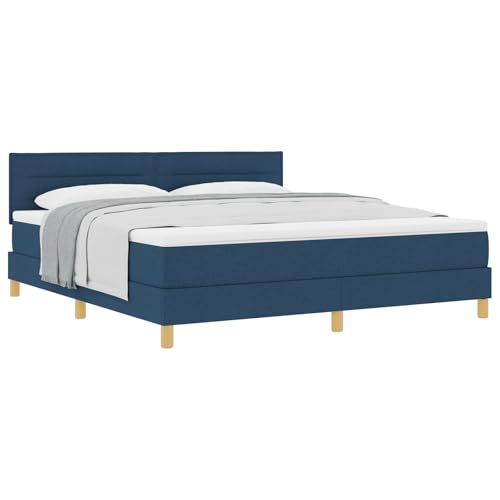 vidaXL Boxspringbett mit Matratze Blau Gepolstert 180X200 cm Modernes Design Stoff für Erwachsene Natürliche Holzbeine Einfache Montage und Komfort Schlafzimmermöbel Erwachsene Topper Bettwäsche Qual vidaXL Boxspringbett mit Matratze Blau Gepolstert 180X200 cm Modernes Design Stoff für Erwachsene Natürliche Holzbeine Einfache Montage und Komfort Schlafzimmermöbel Erwachsene Topper Bettwäsche Qual von vidaXL