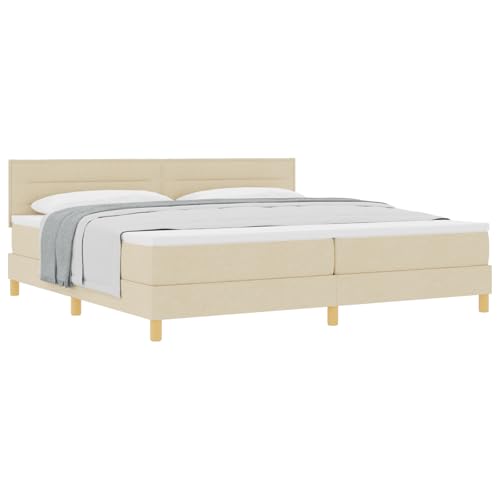 vidaXL Boxspringbett mit Matratze Creme Gepolstert 200X200 cm Modernes Stoff für Erwachsene Natürliche Holzbeine Einfache Montage und Bequeme Matratze. Schlafzimmermöbel Erwachsenen Topper Komfort vidaXL Boxspringbett mit Matratze Creme Gepolstert 200X200 cm Modernes Stoff für Erwachsene Natürliche Holzbeine Einfache Montage und Bequeme Matratze. Schlafzimmermöbel Erwachsenen Topper Komfort von vidaXL