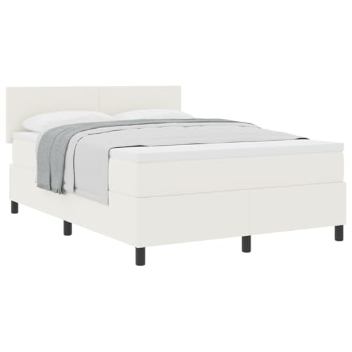 vidaXL Boxspringbett mit Matratze Creme Größe 160X200 cm Cord-Stoff Holzrahmen Moderne Schlaflösung kompaktes Schubladenlagerung ideal für Schlafzimmer Dekor Memory Foam Einzelbett weiß Erwachsene von vidaXL