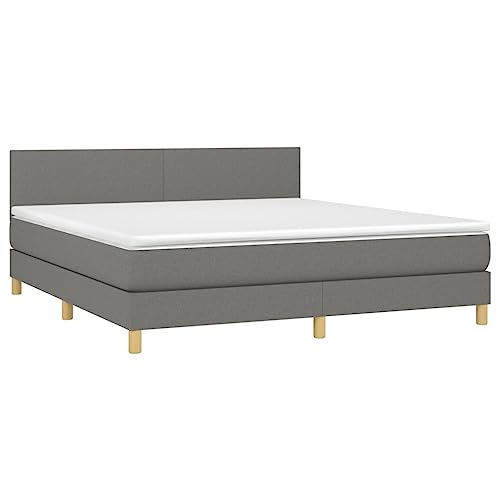 vidaXL Boxspringbett mit Matratze Doppelbett Polsterbett Bett Bettgestell Lattenrost Bettrahmen Hotelbett Schlafzimmerbett Dunkelgrau 160x200cm Stoff von vidaXL