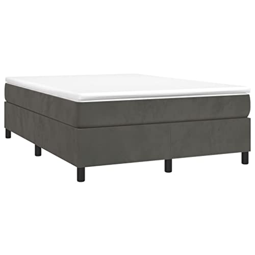 vidaXL Boxspringbett mit Matratze Doppelbett Polsterbett Bettgestell Bett Hotelbett Bettrahmen Lattenrost Schlafzimmerbett Dunkelgrau 140x200cm Samt von vidaXL