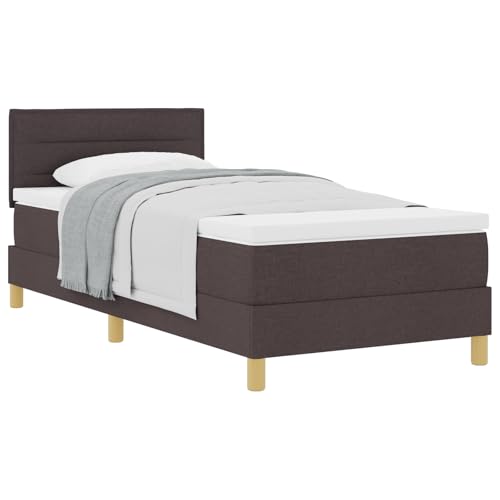 vidaXL Boxspringbett mit Matratze Dunkelbraun Polsterstoff 80X200 cm modernes Design für Erwachsene Holzwerkstoff-Beine einfache Montage und Komfort Topper Schaumstoff Einzel-Schlafzimmermöbel bequem von vidaXL