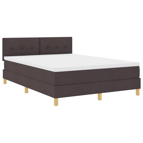 vidaXL Boxspringbett mit Matratze Dunkelbraun Polsterung 140X200 cm Stoff für Erwachsene Natürliche Holzbeine Einfache Montage und Komfort Zeitgenössischer Topper Schlafen Erwachsenenschlafzimmermöbel von vidaXL