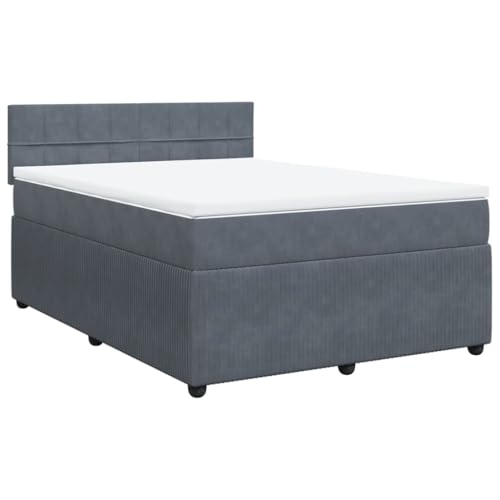 vidaXL Boxspringbett, Doppelbett mit Matratze Matratzenauflage, Bettgestell mit Lattenrost Kopfteil, Polsterbett Bett für Schlafzimmer, Dunkelgrau 160x200cm Samt vidaXL Boxspringbett, Doppelbett mit Matratze Matratzenauflage, Bettgestell mit Lattenrost Kopfteil, Polsterbett Bett für Schlafzimmer, Dunkelgrau 160x200cm Samt von vidaXL
