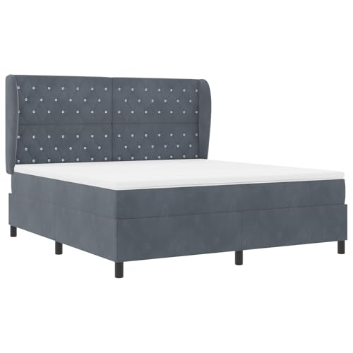 vidaXL Boxspringbett mit Matratze Dunkelgrau 180x200 cm Samt von vidaXL