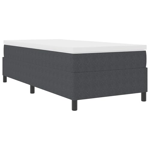 vidaXL Boxspringbett mit Matratze Dunkelgrau 80X200 cm Cordura-Stoff Langlebige Konstruktion Bequeme Schlafoberfläche Inklusive Topper Hochwertiges einzelnes modernes Hybrid mittelfestes Rahmen von vidaXL