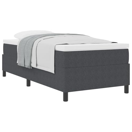 vidaXL Boxspringbett mit Matratze Dunkelgrau 90X200 cm Cordstoff Hybrid Stylisches Schlafzimmermöbel Set Auflagen Polsterbezug Schaumstoff-Topper von vidaXL