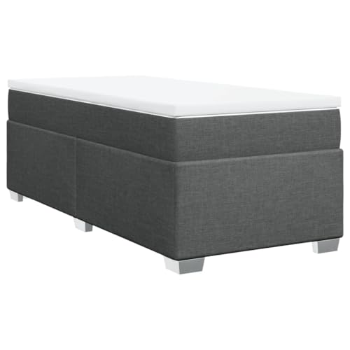 vidaXL Boxspringbett mit Matratze, Bett mit Bettfüße Matratzenauflage, Einzelbett für Schlafzimmer, Polsterbett Bettgestell Lattenrost, Dunkelgrau 90x190cm Stoff vidaXL Boxspringbett mit Matratze, Bett mit Bettfüße Matratzenauflage, Einzelbett für Schlafzimmer, Polsterbett Bettgestell Lattenrost, Dunkelgrau 90x190cm Stoff von vidaXL