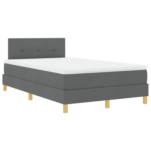 vidaXL Boxspringbett mit Matratze Dunkelgrau Gepolstert 120x200 cm Modernes Design Stoff für Erwachsene Naturholzbeine Einfache Montage und Komfortmatratze. Schlafzimmermöbel Topper Schlaflösung vidaXL Boxspringbett mit Matratze Dunkelgrau Gepolstert 120x200 cm Modernes Design Stoff für Erwachsene Naturholzbeine Einfache Montage und Komfortmatratze. Schlafzimmermöbel Topper Schlaflösung von vidaXL