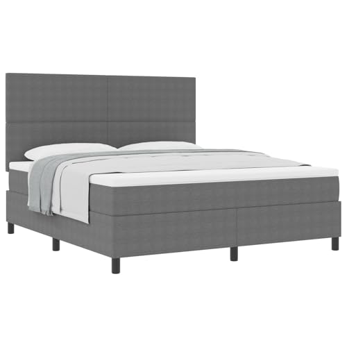 vidaXL Boxspringbett mit Matratze Dunkelgrau Größe 180X200 cm Kordstoff Holzrahmen Moderne Schlaflösung Kompaktes Design Ideal für Schlafzimmerdekor Möbel mit Memory-Schaum Queen Komfortabel vidaXL Boxspringbett mit Matratze Dunkelgrau Größe 180X200 cm Kordstoff Holzrahmen Moderne Schlaflösung Kompaktes Design Ideal für Schlafzimmerdekor Möbel mit Memory-Schaum Queen Komfortabel von vidaXL
