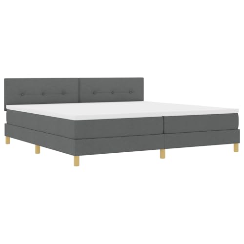 vidaXL Boxspringbett mit Matratze Dunkelgrau Stoff 200X200 cm modernes Design für Erwachsene mit Naturholzbeinen einfache Montage und Komfort Kingsize Topper Schlafzimmermöbel Polyester vidaXL Boxspringbett mit Matratze Dunkelgrau Stoff 200X200 cm modernes Design für Erwachsene mit Naturholzbeinen einfache Montage und Komfort Kingsize Topper Schlafzimmermöbel Polyester von vidaXL