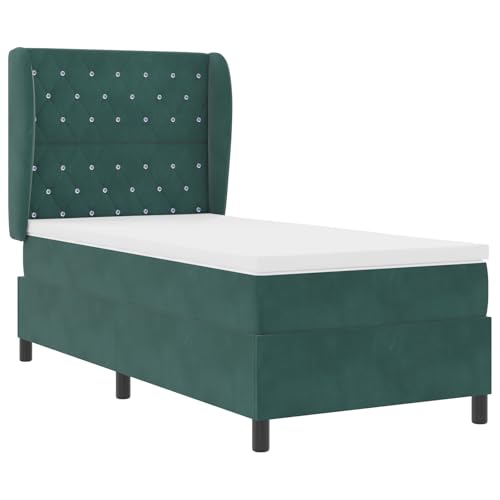vidaXL Boxspringbett mit Matratze Dunkelgrün 100x200 cm Samt von vidaXL
