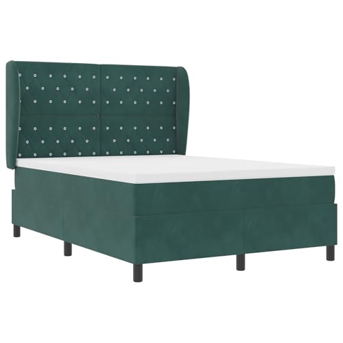 vidaXL Boxspringbett mit Matratze Dunkelgrün 140x190 cm Samt von vidaXL