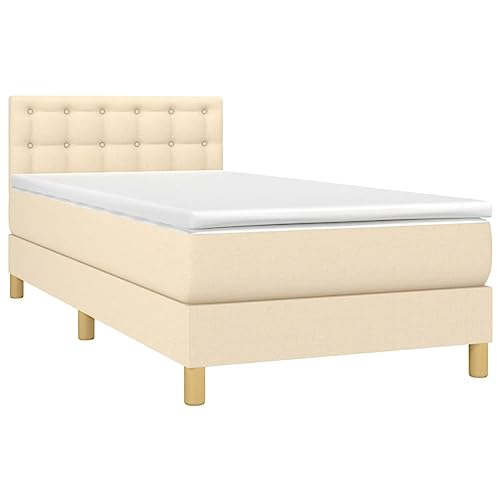 vidaXL Boxspringbett mit Matratze Einzelbett Bett Polsterbett Bettgestell Schlafzimmerbett Bettrahmen Lattenrost Hotelbett Creme 80x200cm Stoff vidaXL Boxspringbett mit Matratze Einzelbett Bett Polsterbett Bettgestell Schlafzimmerbett Bettrahmen Lattenrost Hotelbett Creme 80x200cm Stoff von vidaXL
